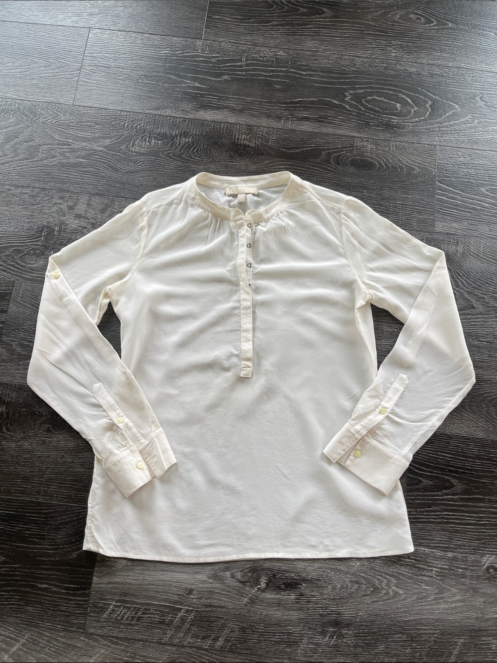 Banana Republic Cream Popover Blouse 100% Silk